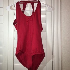 Red halter suffolk leotard